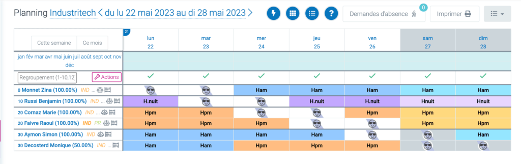 planification des equipes visuel - tipee