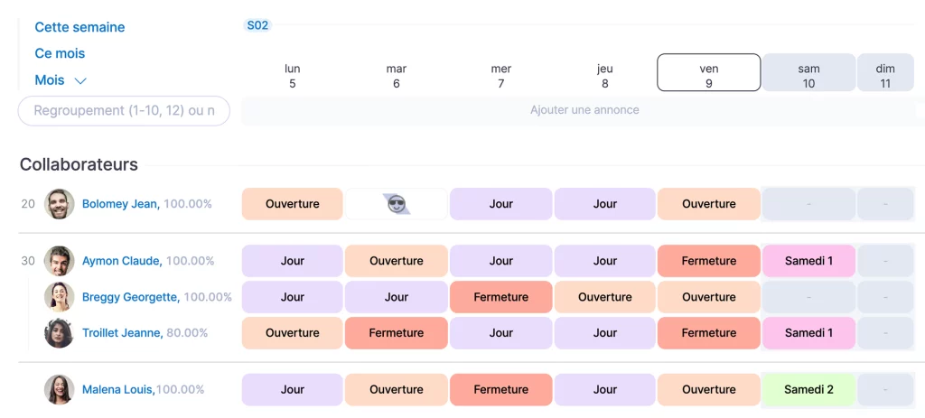 gestion absences commerce detail - tipee